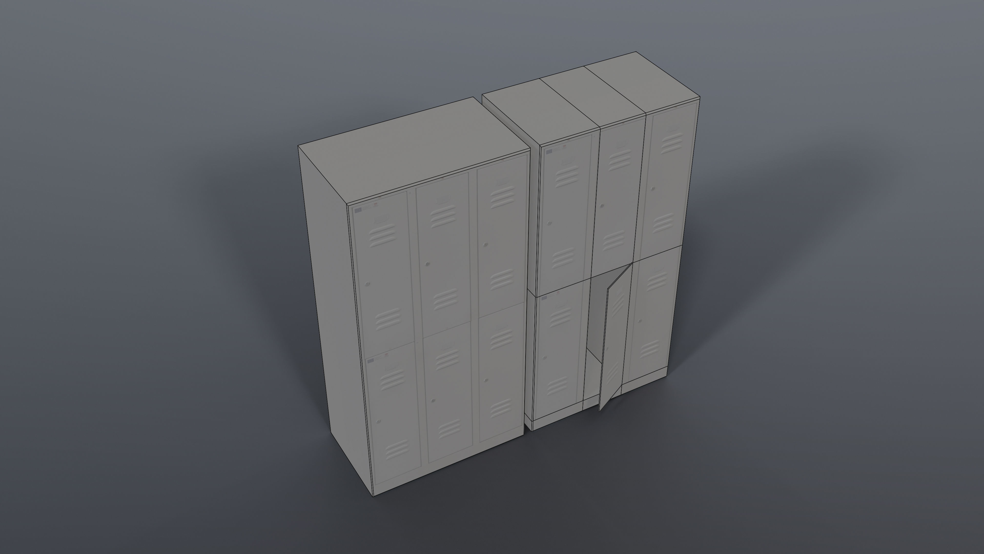 Locker cabinet Low-poly 3D model_4