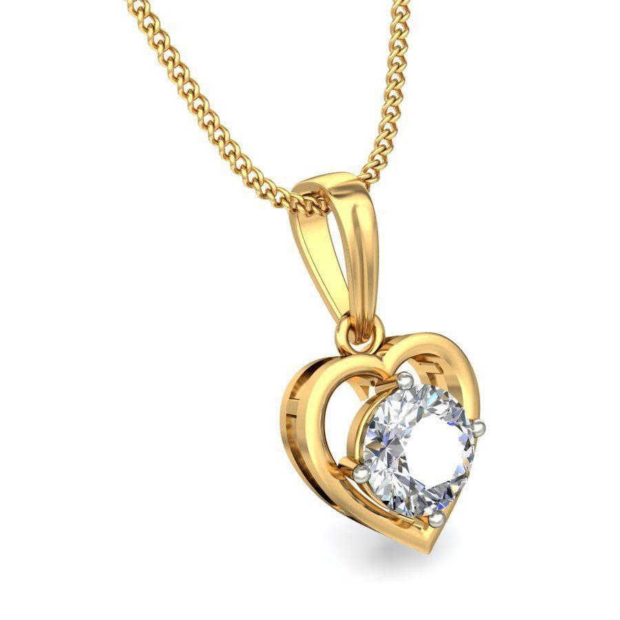 Solitaire Women Heart Pendant 3dm STL OBJ FBX Renders Details 3D print model_5