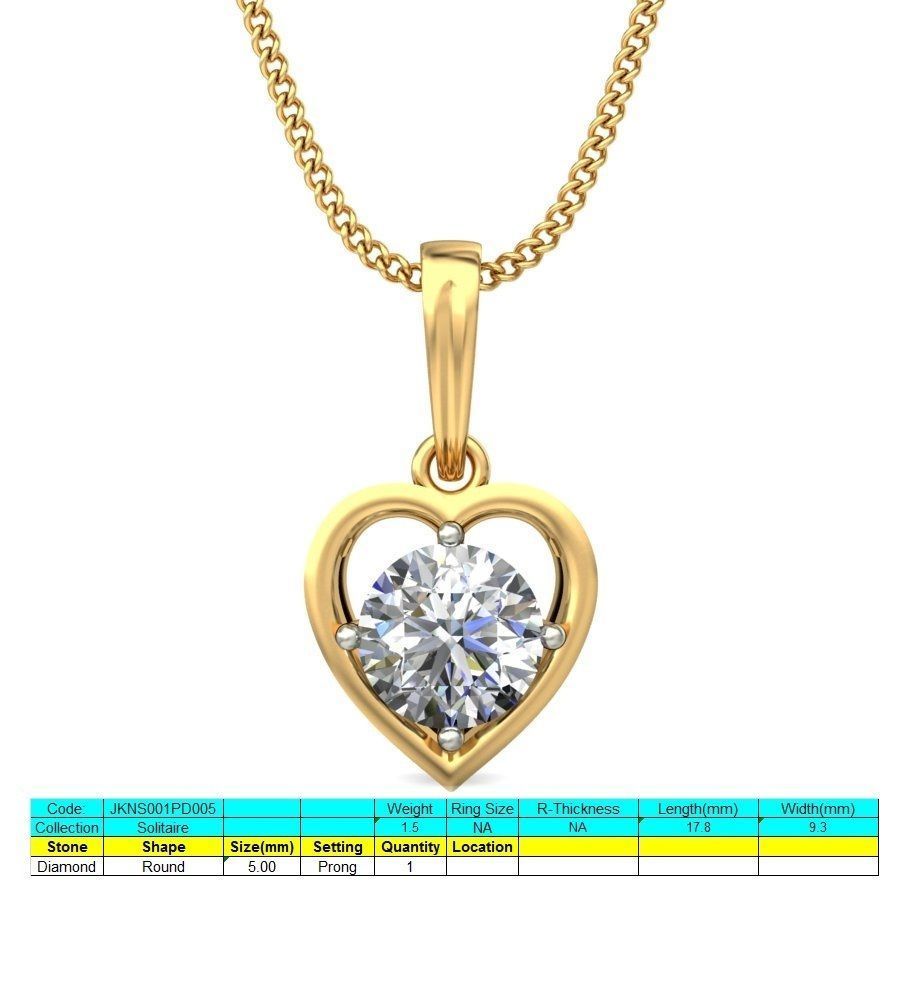 Solitaire Women Heart Pendant 3dm STL OBJ FBX Renders Details 3D print model_2