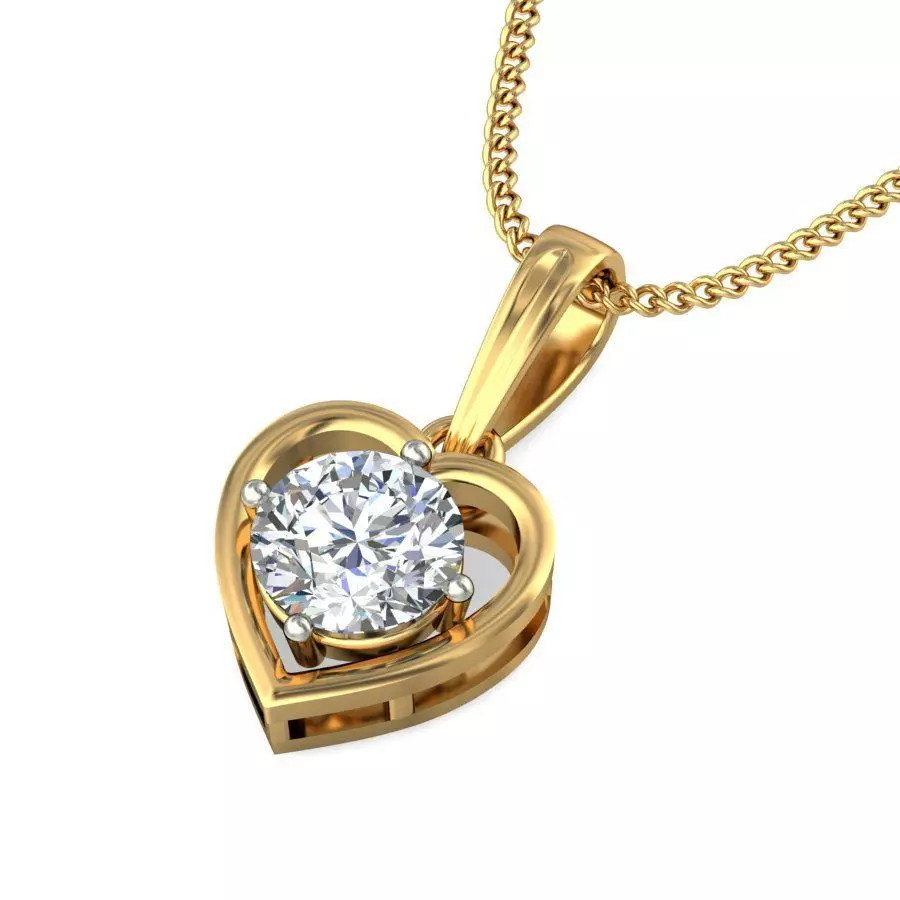 Solitaire Women Heart Pendant 3dm STL OBJ FBX Renders Details 3D print model_0