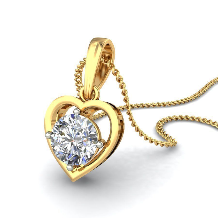 Solitaire Women Heart Pendant 3dm STL OBJ FBX Renders Details 3D print model_7