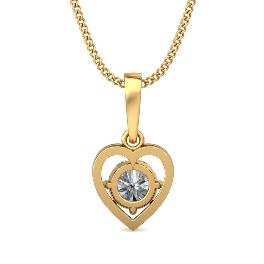 Solitaire Women Heart Pendant 3dm STL OBJ FBX Renders Details 3D print model_4