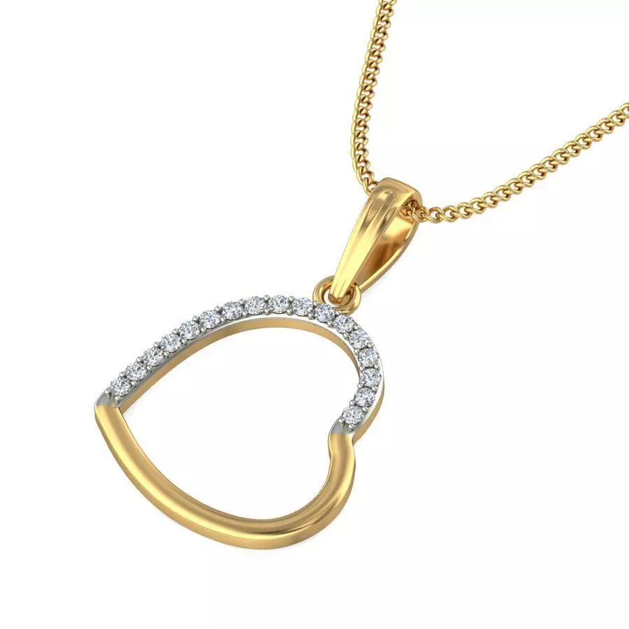 Solitaire Women HEART Pendant 3dm STL OBJ FBX Renders Details 3D print model_0