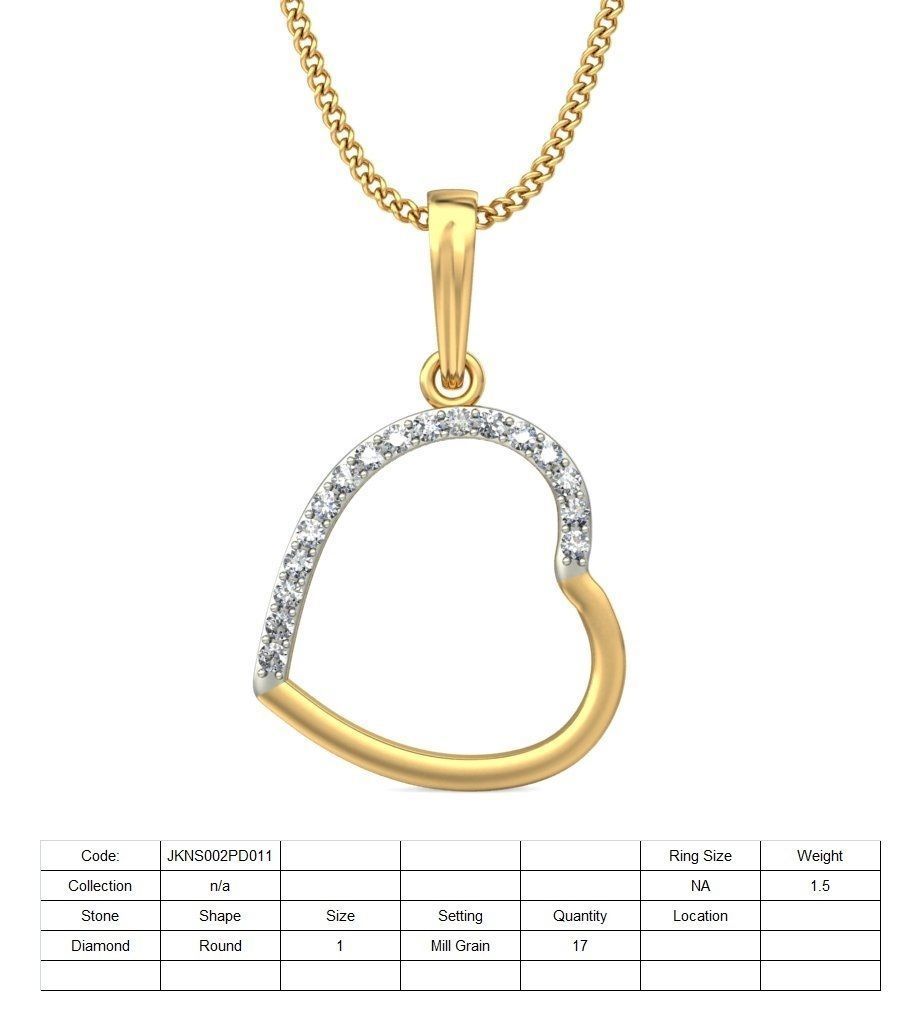 Solitaire Women HEART Pendant 3dm STL OBJ FBX Renders Details 3D print model_1