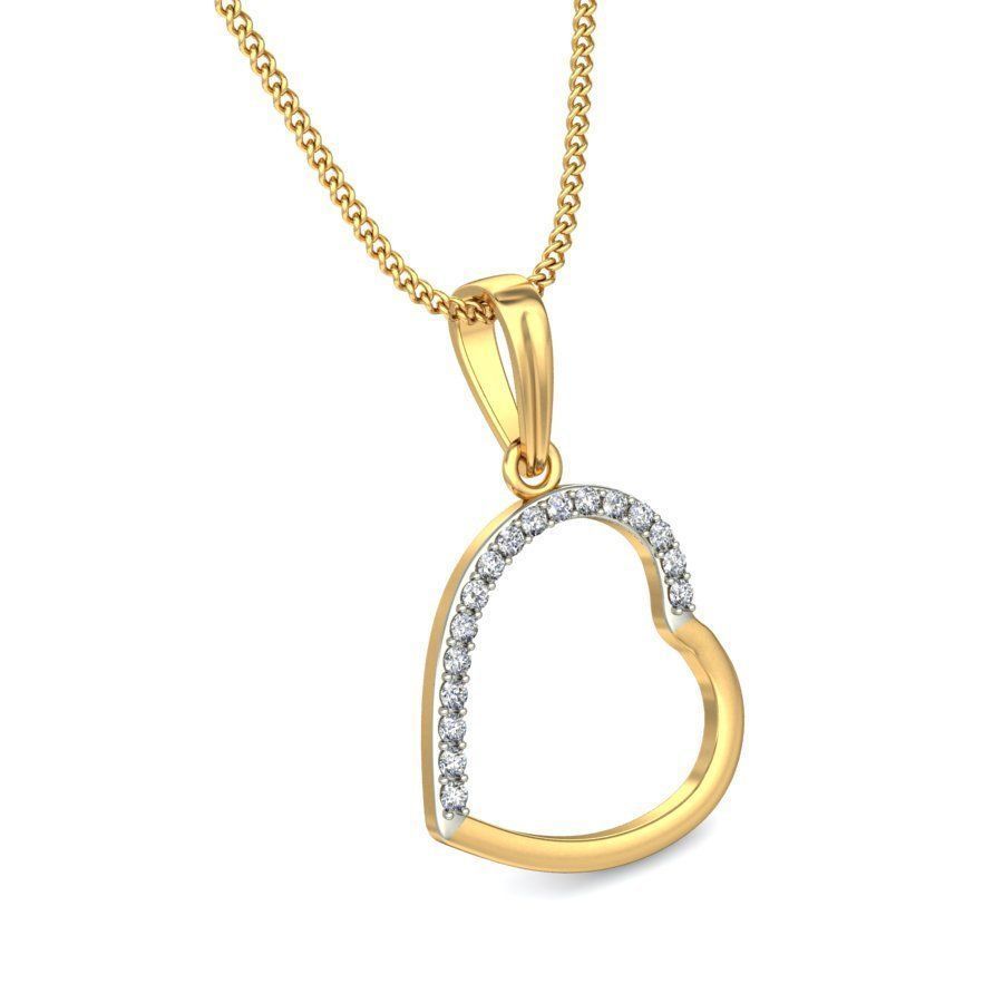 Solitaire Women HEART Pendant 3dm STL OBJ FBX Renders Details 3D print model_4