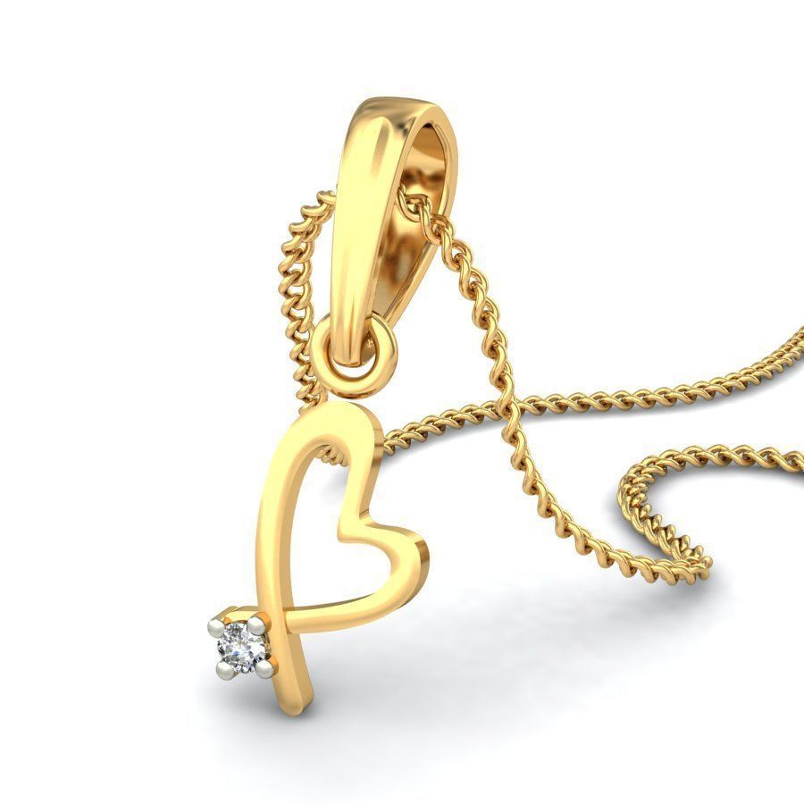 Solitaire Women Heart Pendant 3dm STL OBJ FBX Renders Details 3D print model_5