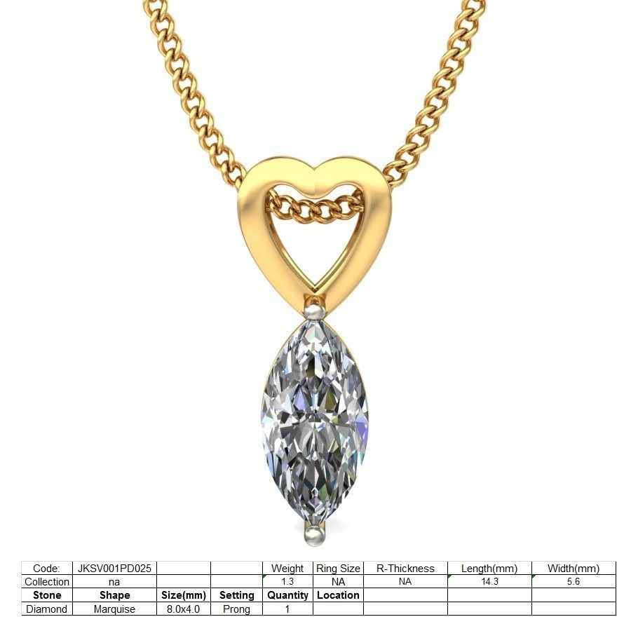 Women Marquise Stone Pendant 3dm STL OBJ FBX Renders Details 3D print model_1