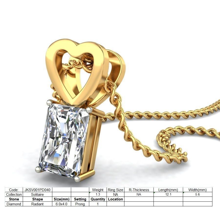 Women Emerald Stone Pendant 3dm STL OBJ FBX Renders Details 3D print model_7