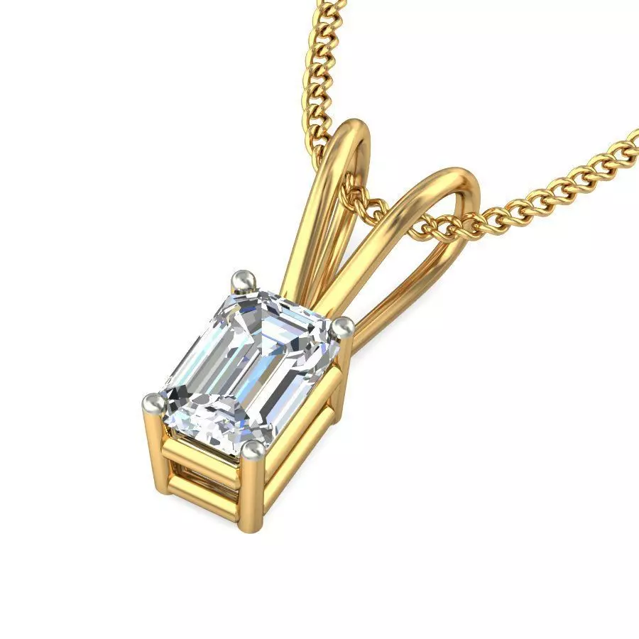 Women Emerald Stone Pendant 3dm STL OBJ FBX Renders Details 3D print model_0