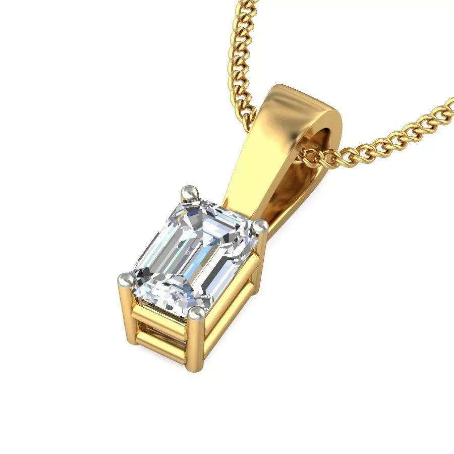 Women Emerald Stone Pendant 3dm STL OBJ FBX Renders Details 3D print model_0