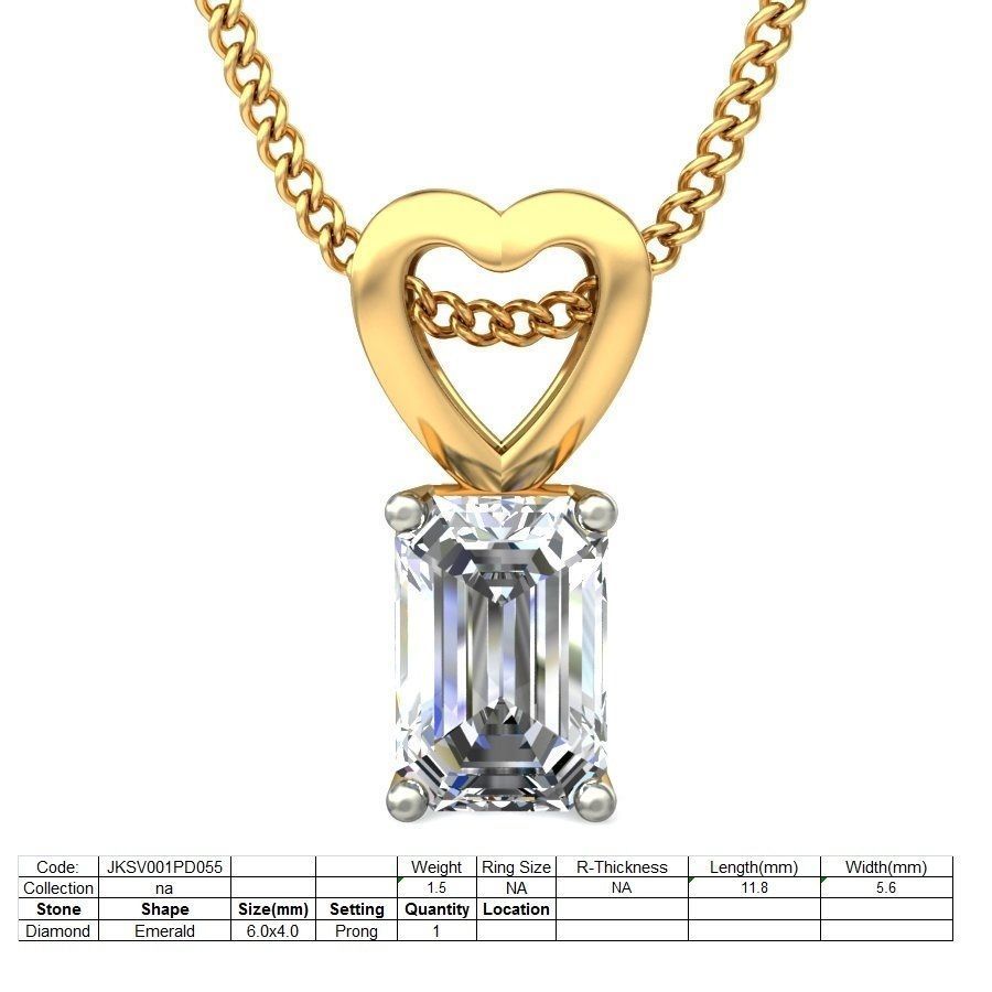 Women Emerald Stone Pendant 3dm STL OBJ FBX Renders Details 3D print model_2