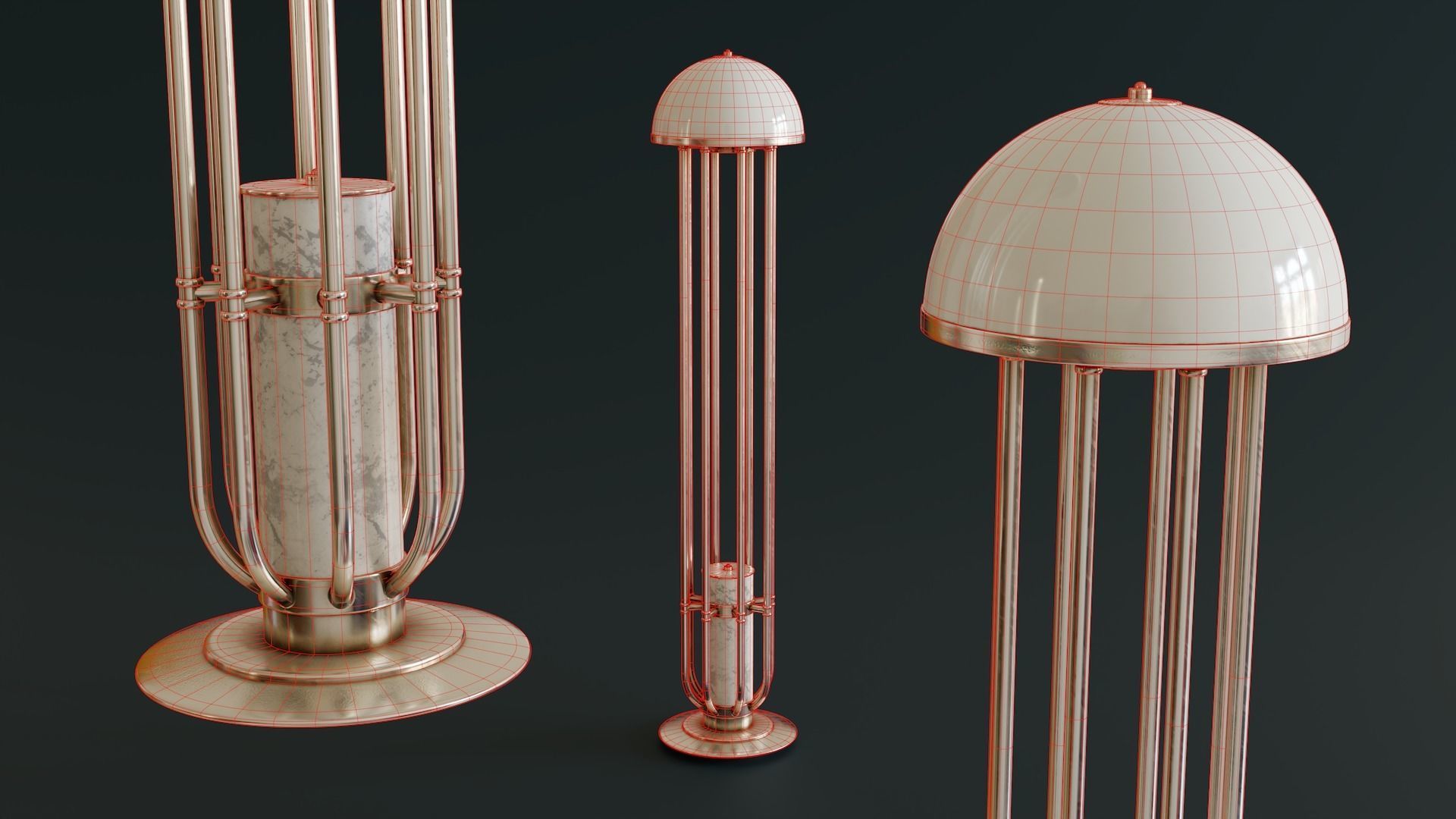 Mid-Century Dome Lamp Low-poly 3D model_5