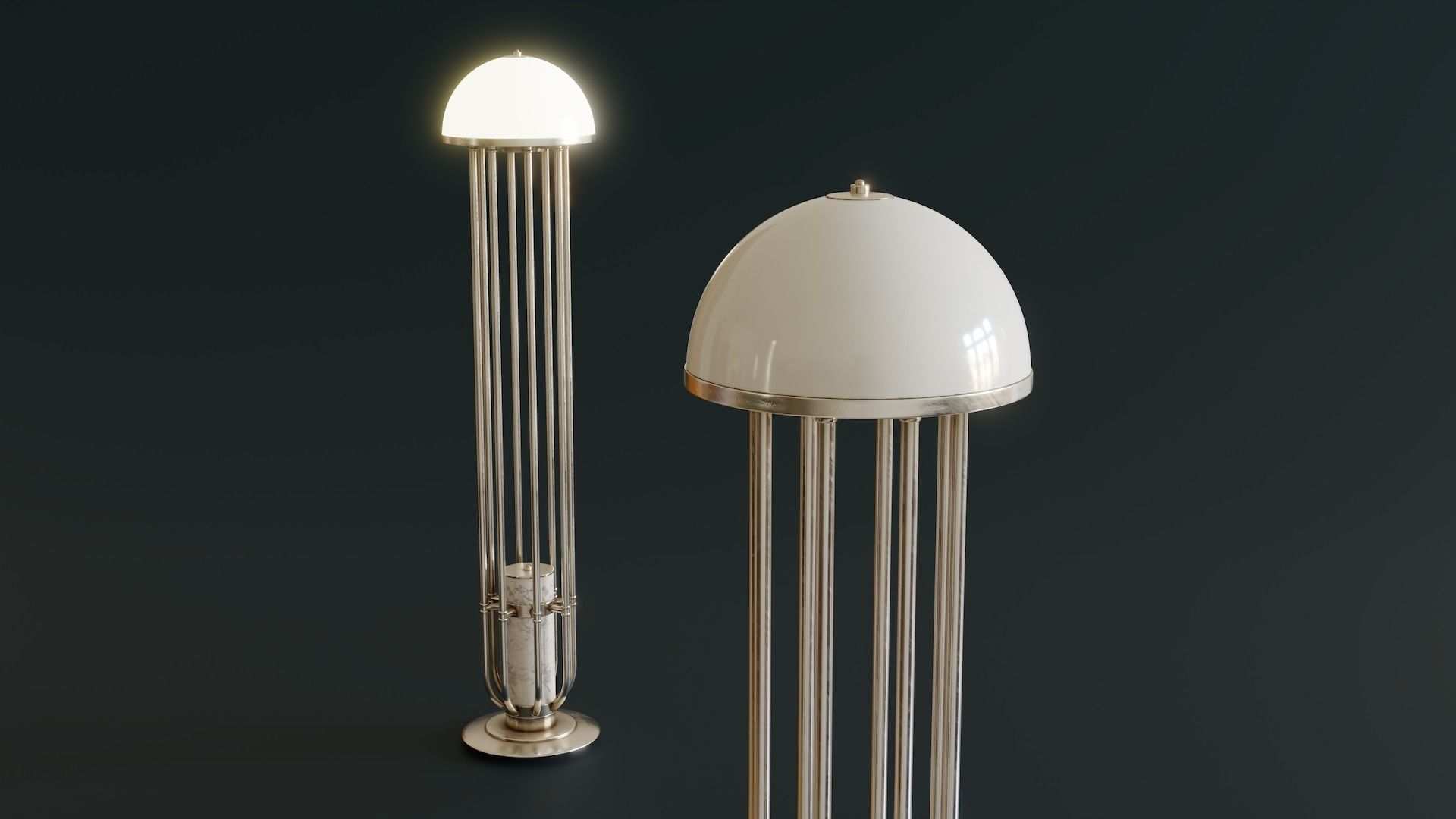 Mid-Century Dome Lamp Low-poly 3D model_4
