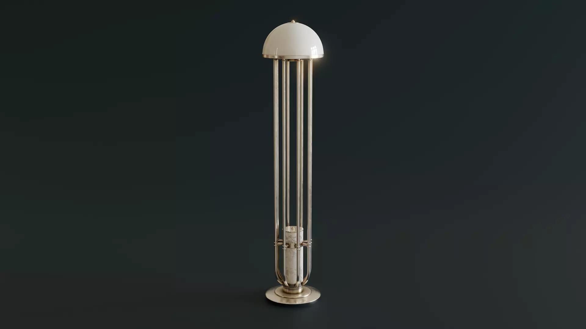 Mid-Century Dome Lamp Low-poly 3D model_0