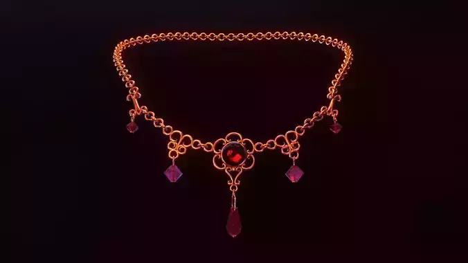 Garnet Necklace Low-poly 3D model