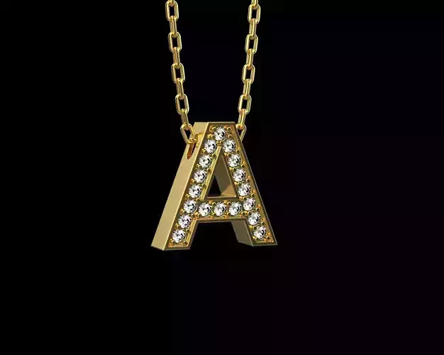 Pendant letter A with stones N13