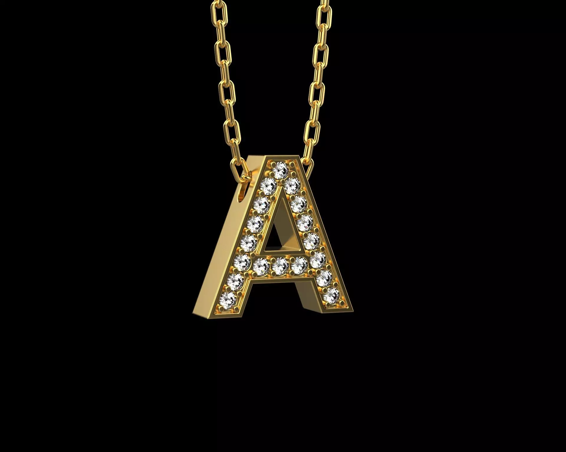 Pendant letter A with stones N13 3D print model