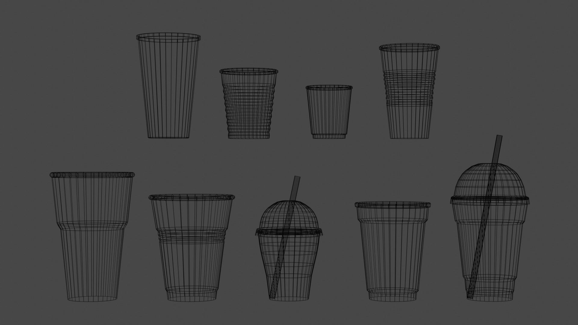 Plastic Cup Set 3D model_10