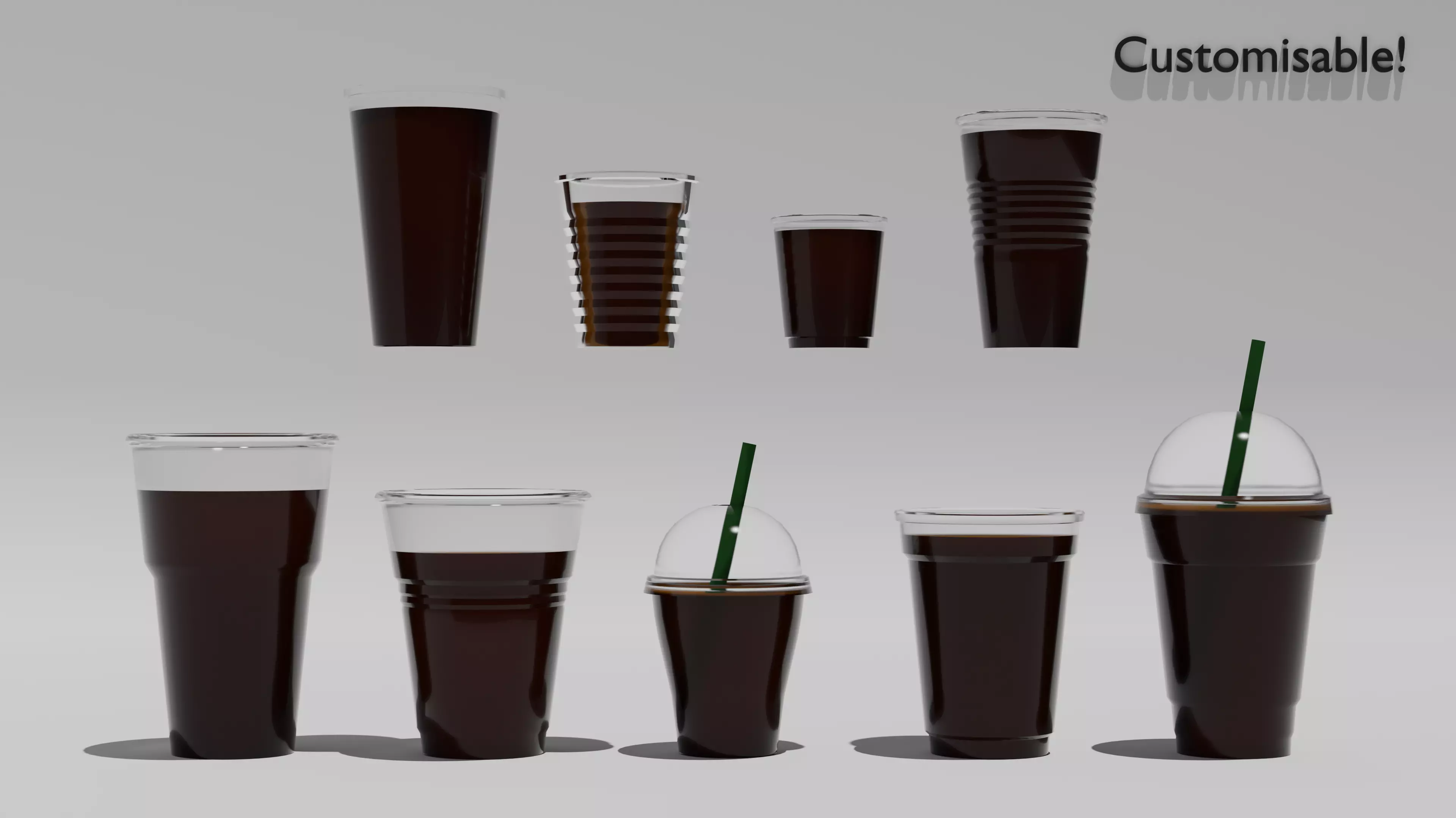 Plastic Cup Set 3D model_0