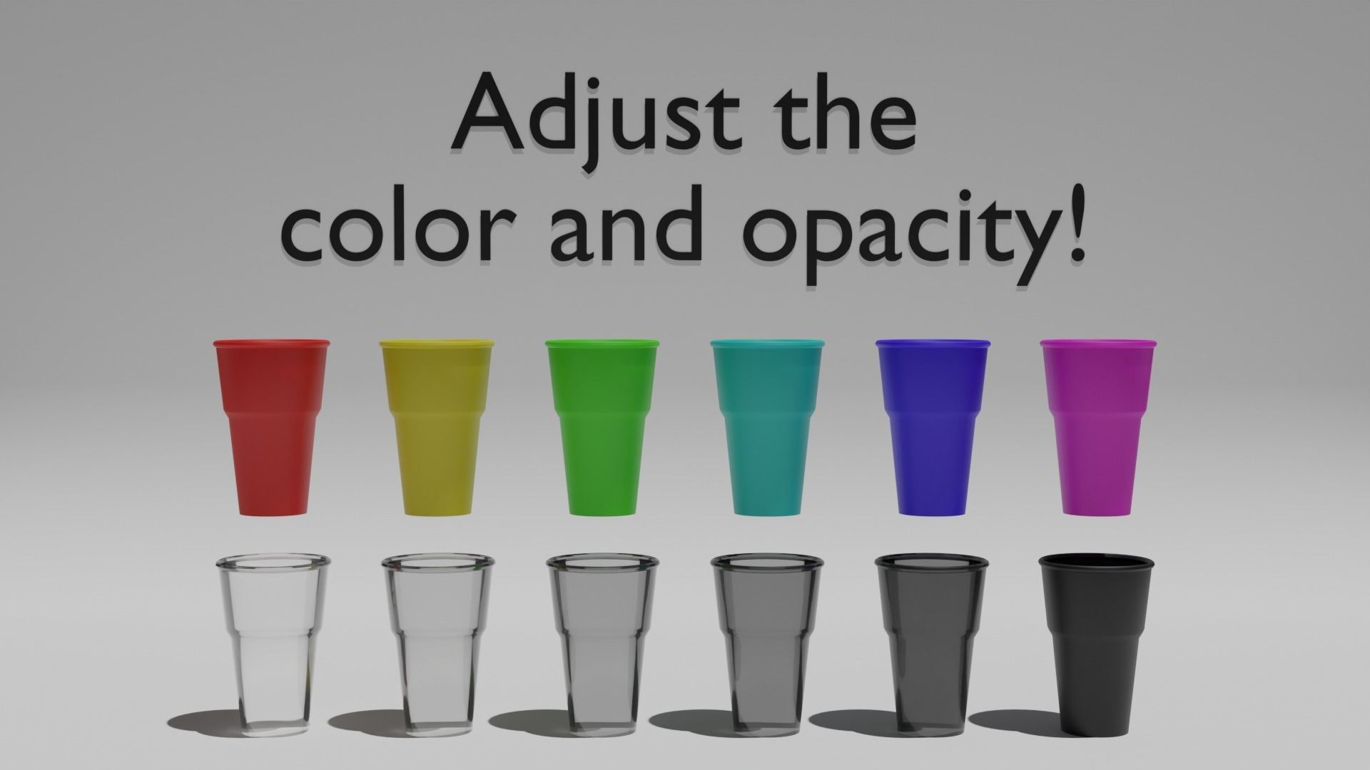 Plastic Cup Set 3D model_4