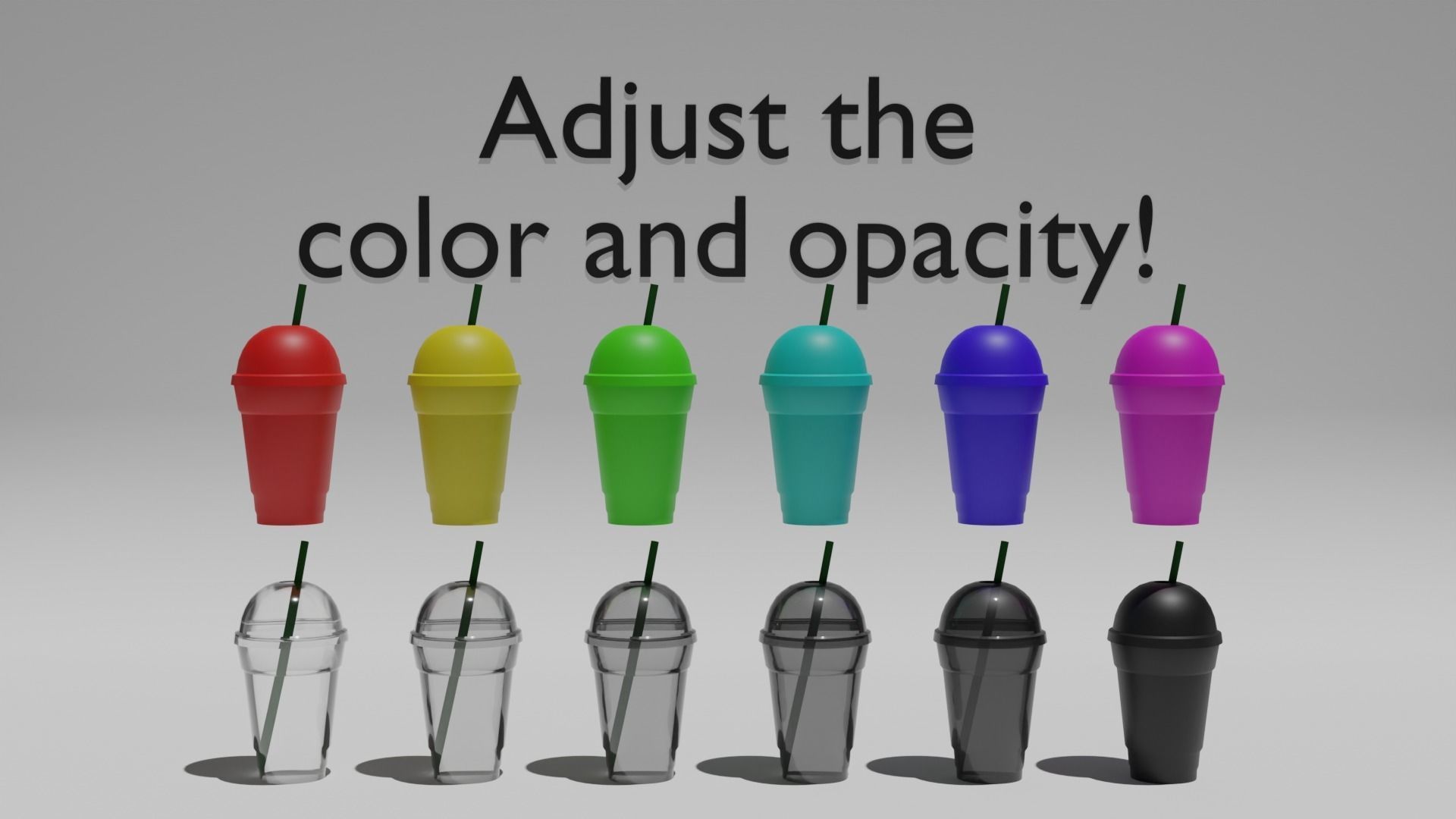 Plastic Cup Set 3D model_2