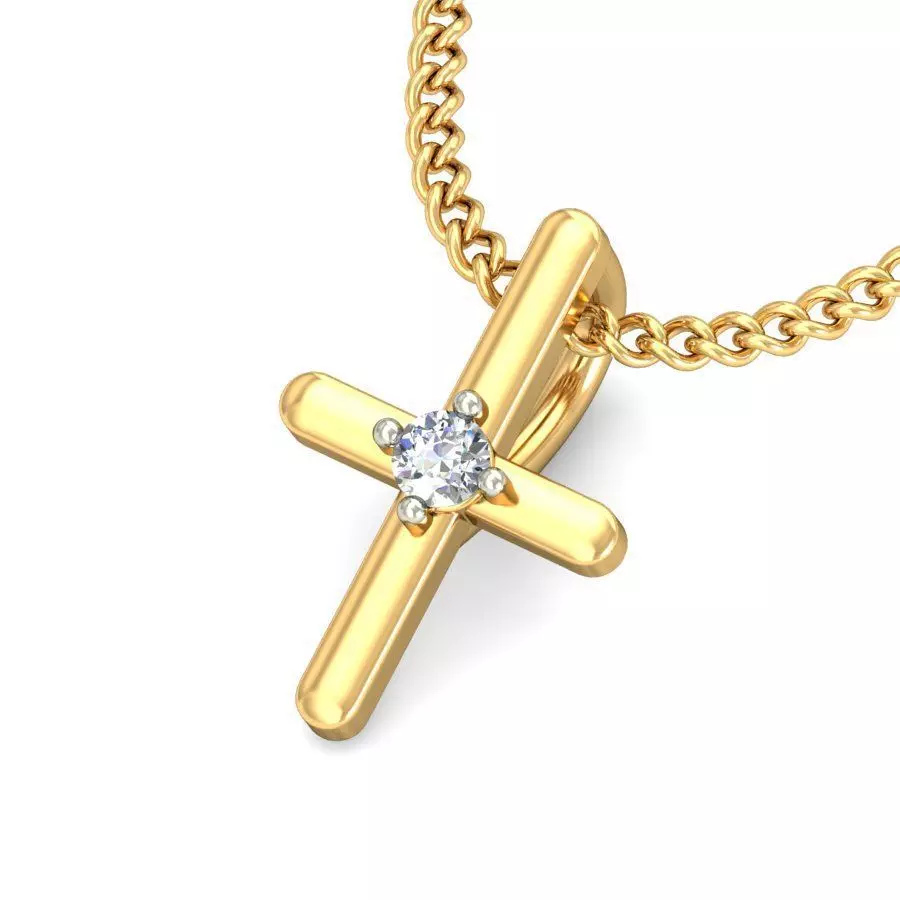 Solitaire Cross Pendant 3dm STL OBJ FBX Renders Details 3D print model_0