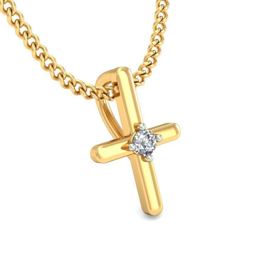 Solitaire Cross Pendant 3dm STL OBJ FBX Renders Details 3D print model_5