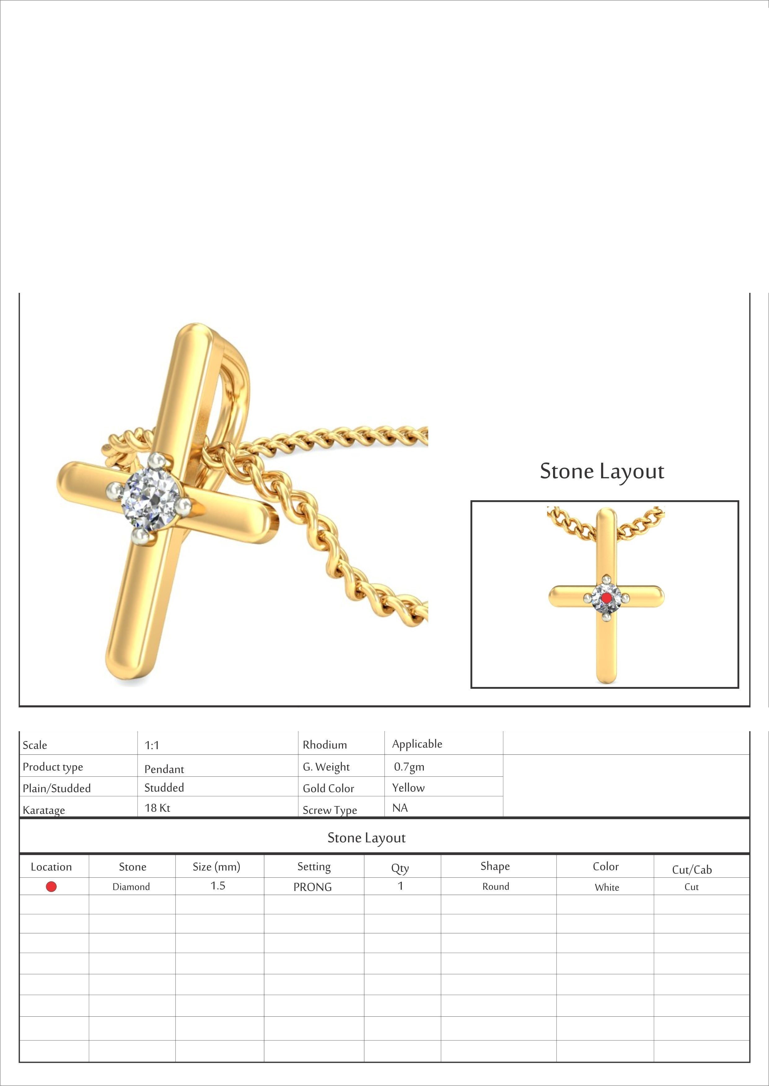 Solitaire Cross Pendant 3dm STL OBJ FBX Renders Details 3D print model_8