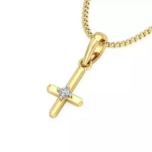 Solitaire Cross Pendant 3dm STL OBJ FBX Renders Details 3D print model