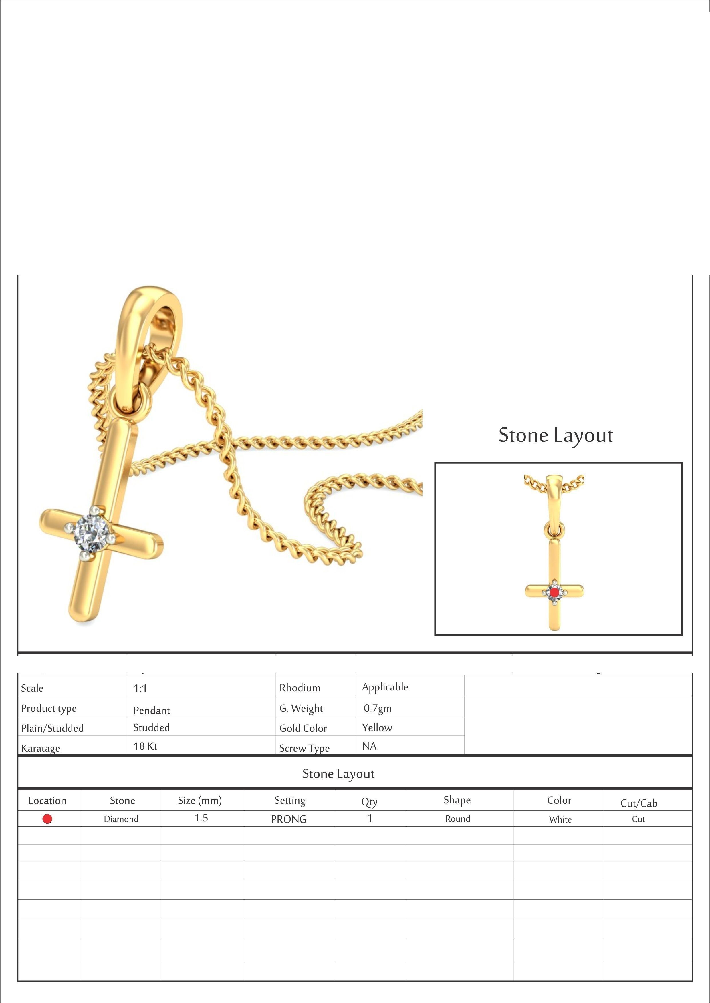 Solitaire Cross Pendant 3dm STL OBJ FBX Renders Details 3D print model_8