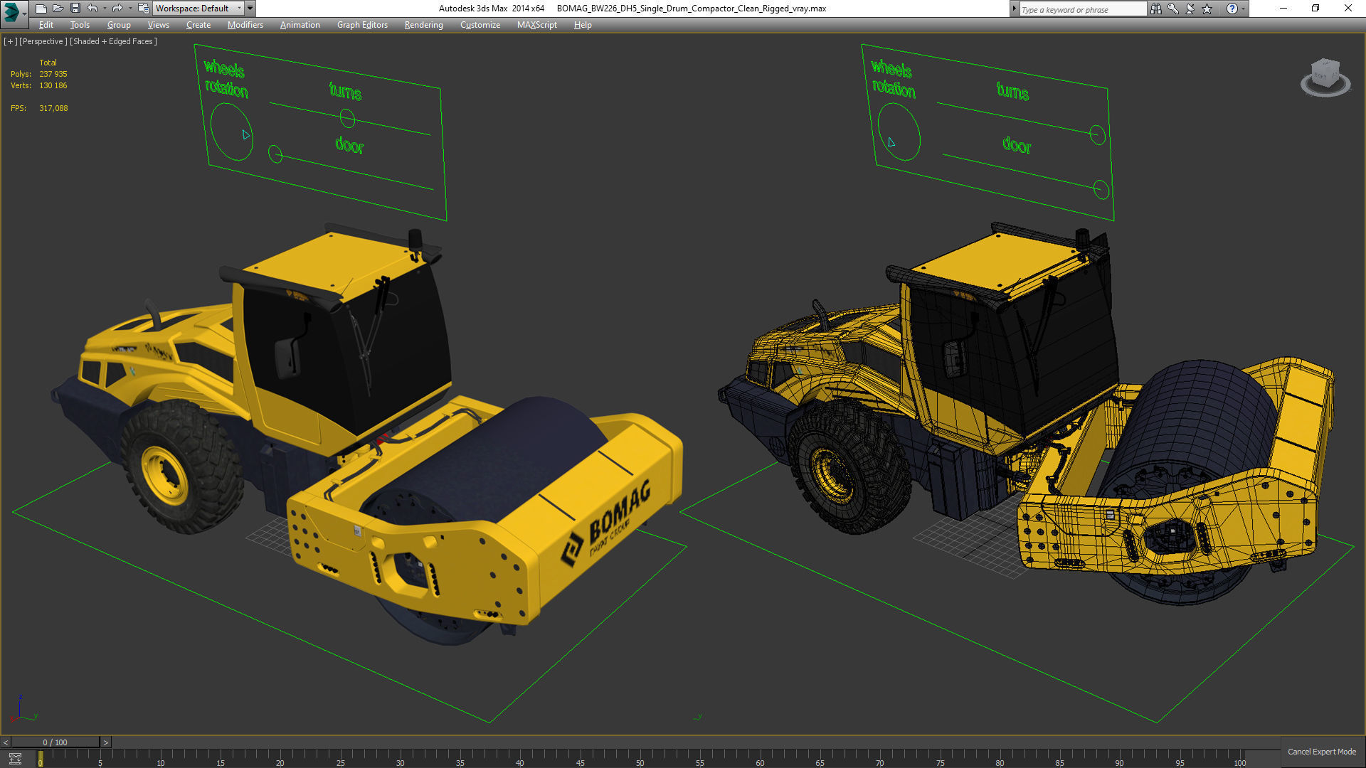 BOMAG BW226 DH5 Single Drum Compactor Clean Rigged 3D model_46