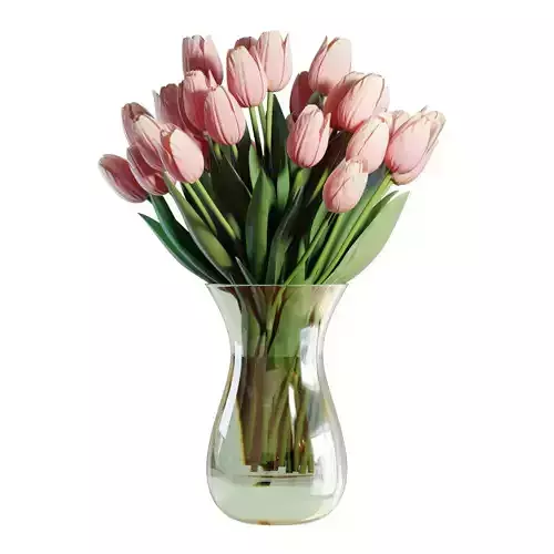 Flower Set 18 - Pink Tulips Bouquet