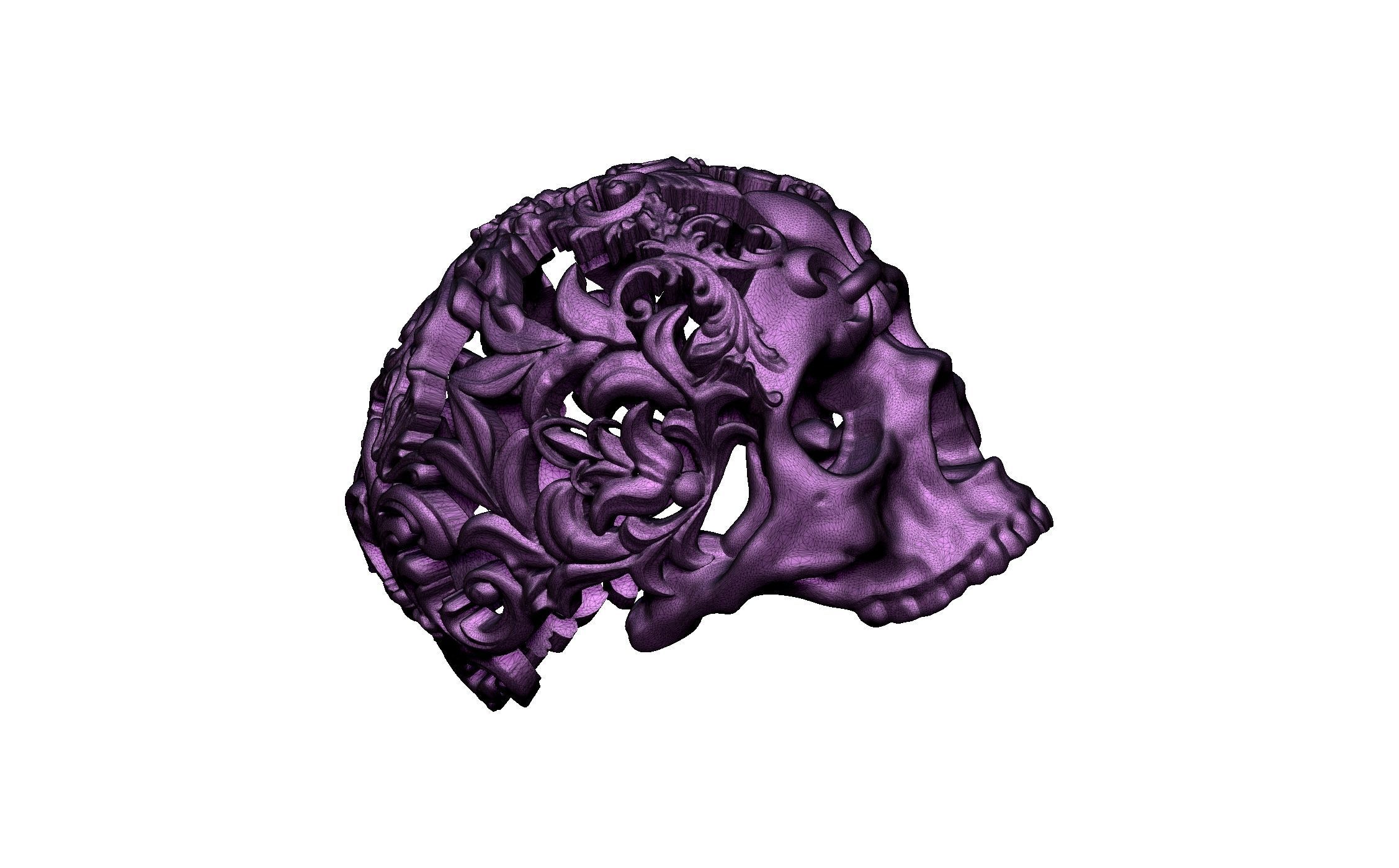 Modern fashion Art carved skull 3D print model_5