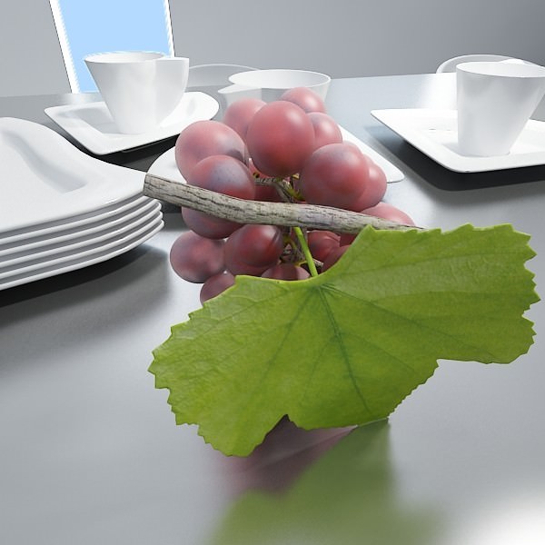 Red Grapes in Bowl 12 3D model_7