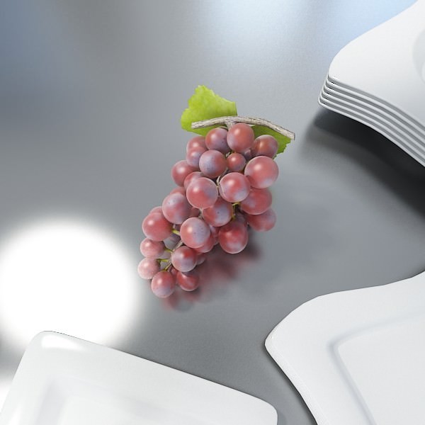 Red Grapes in Bowl 12 3D model_6