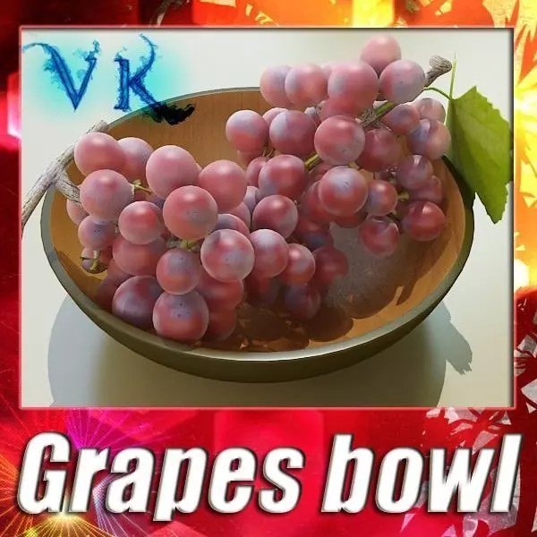 Red Grapes in Bowl 12 3D model_0