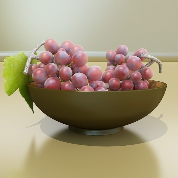 Red Grapes in Bowl 12 3D model_1