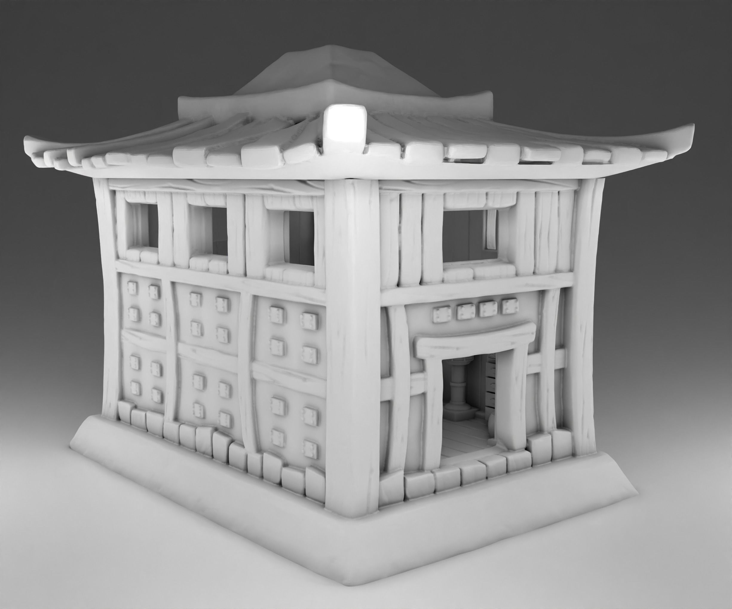 Stylized Japanese Acrhitecture Set Part 2 3D print model_1