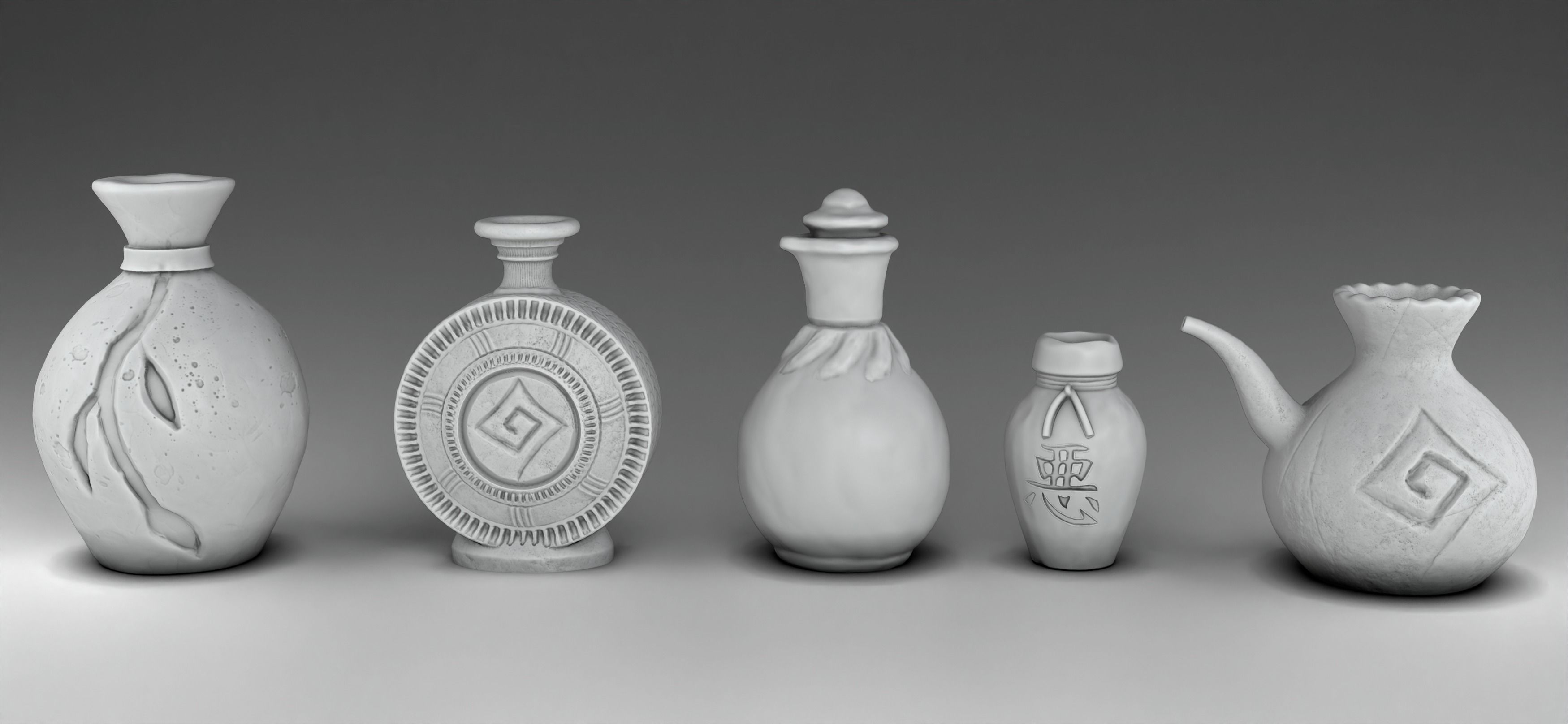 Stylized Japanese Elements of decor Set Part 1 3D print model_6