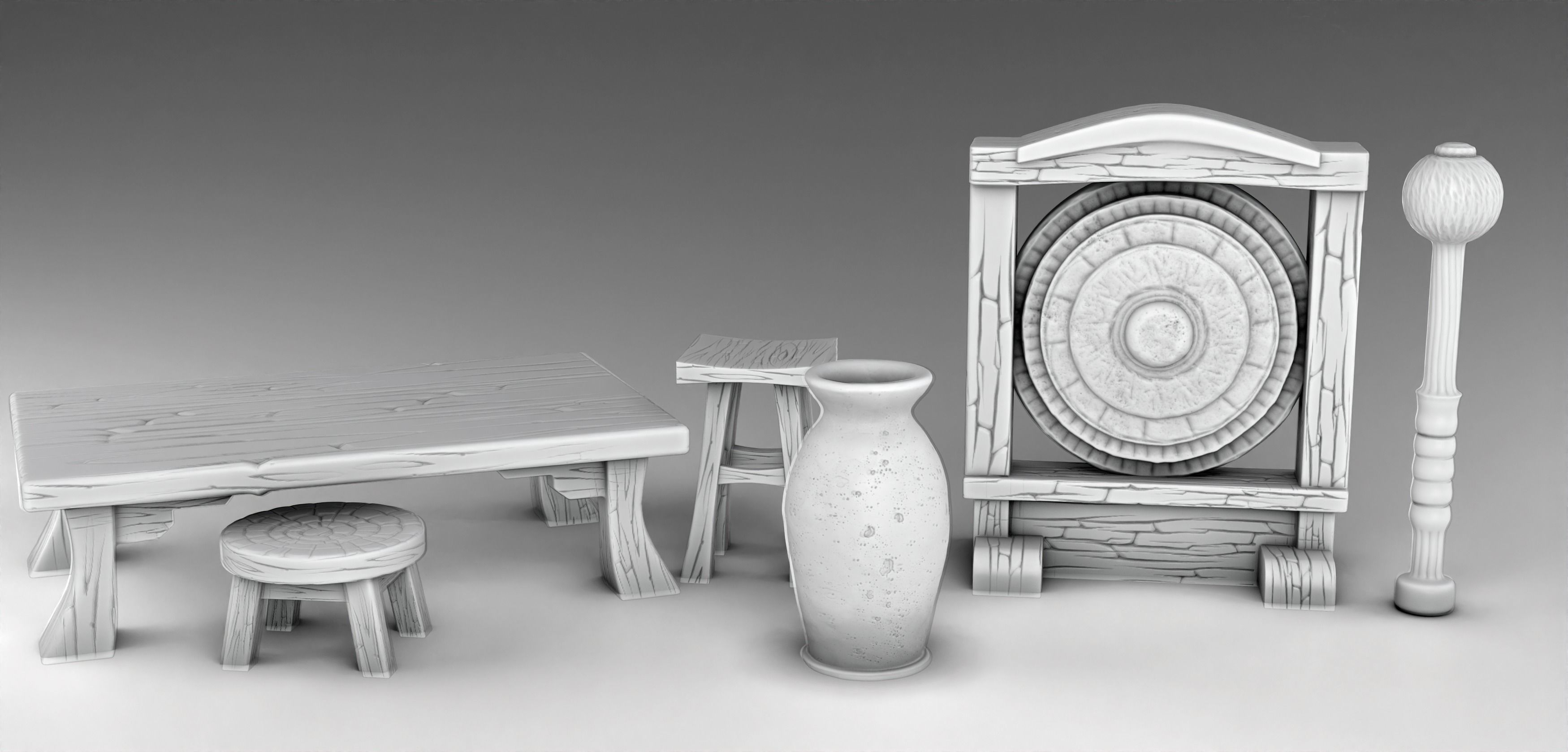 Stylized Japanese Elements of decor Set Part 1 3D print model_4