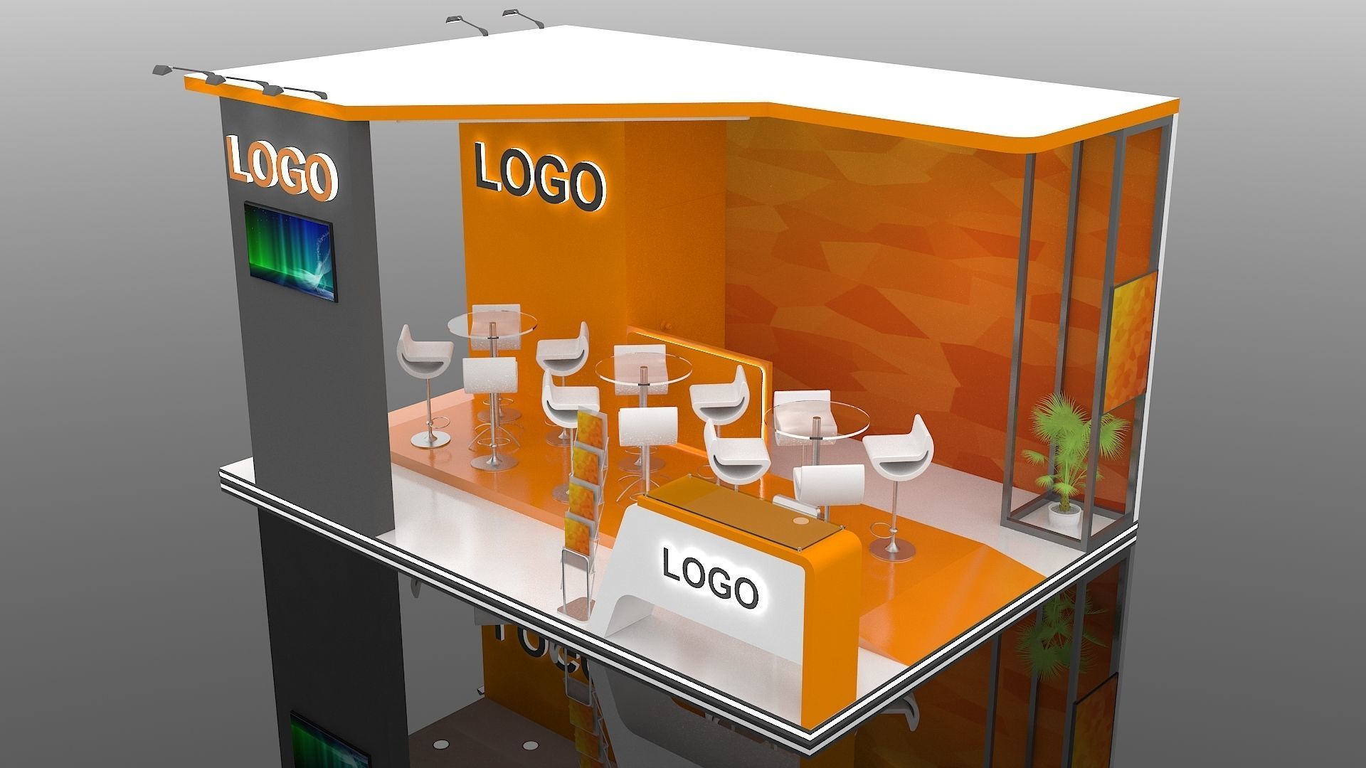 Exhibition Stand 6 meter x 4 meter 3 side open 3D model_4