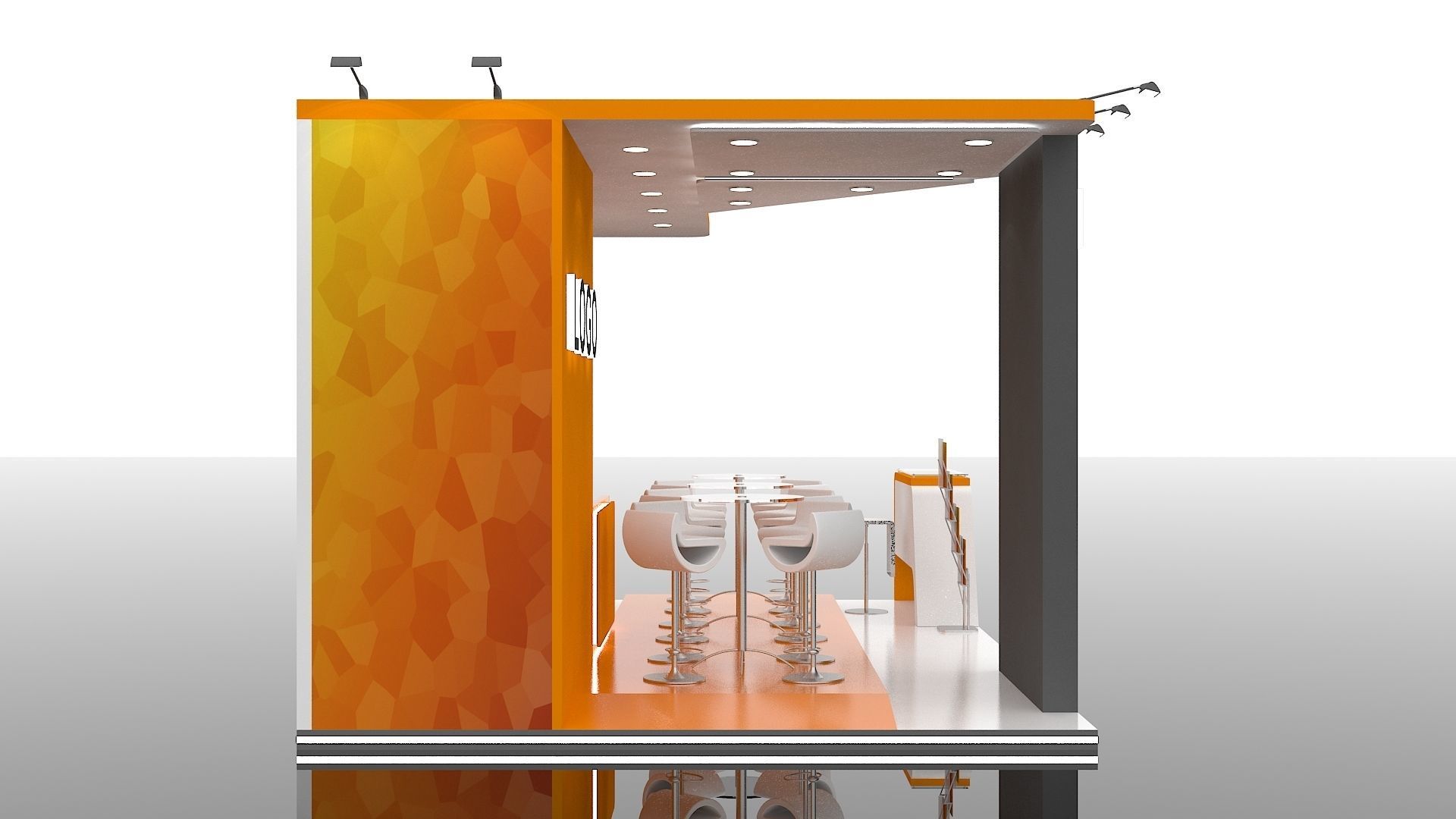 Exhibition Stand 6 meter x 4 meter 3 side open 3D model_1