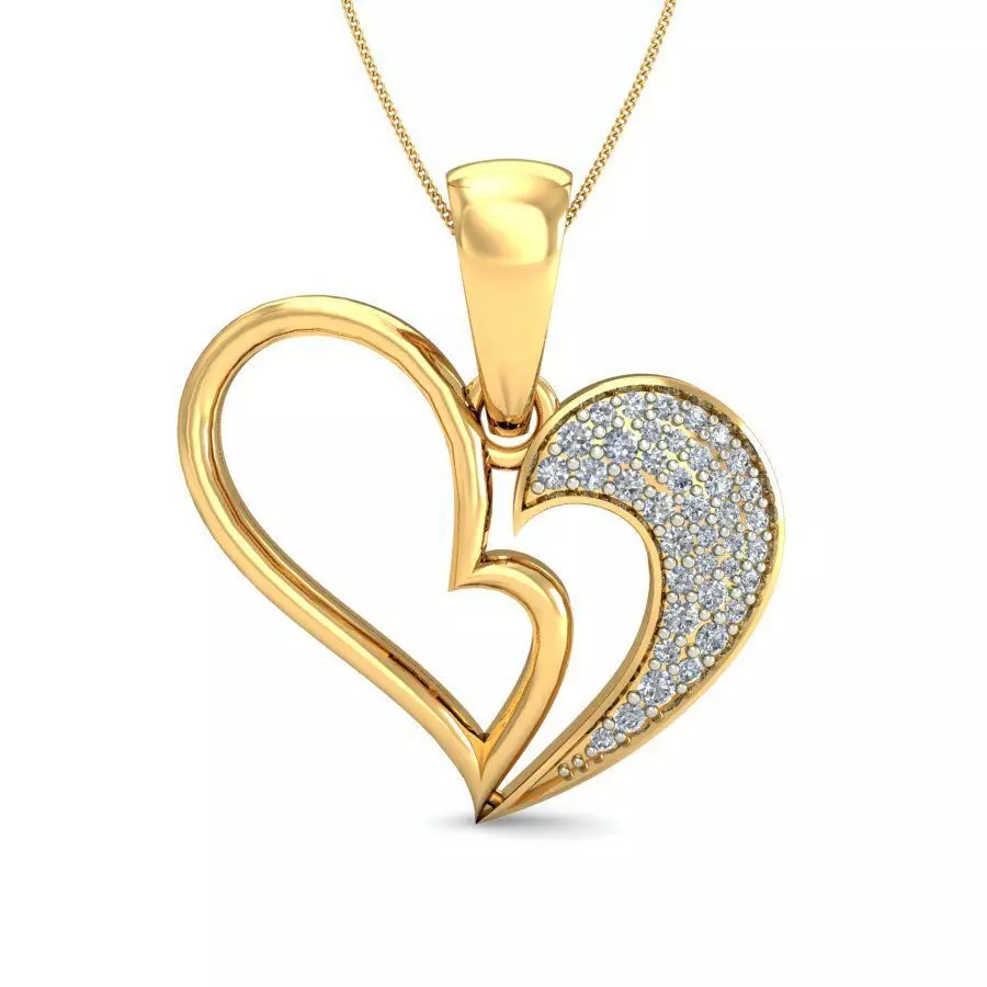 Solitaire Women Heart Pendant 3dm STL OBJ FBX Renders Details 3D print model_0