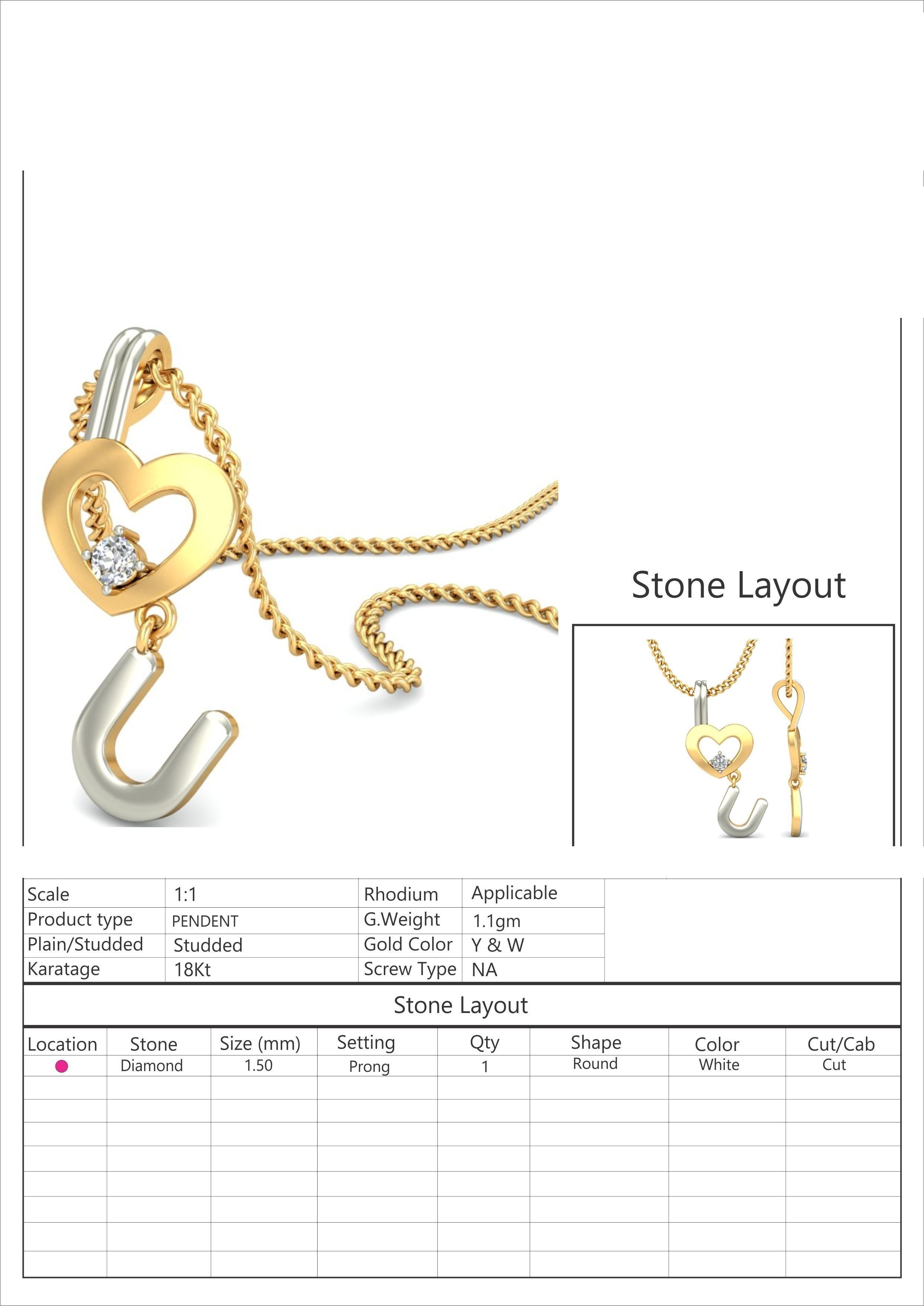 Solitaire Women Heart Pendant 3dm STL OBJ FBX Renders Details 3D print model_1