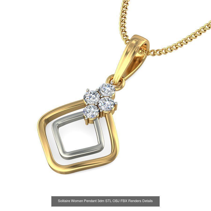 150 Solitaire Women Pendant 3dm STL OBJ FBX Renders Collection _31