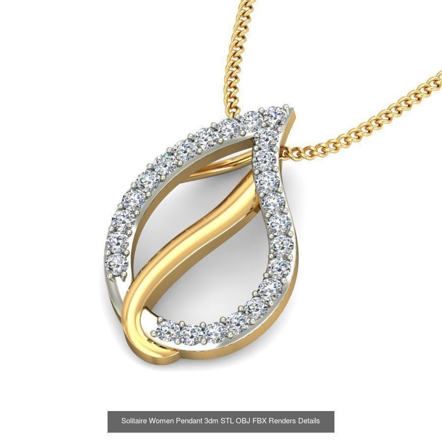 150 Solitaire Women Pendant 3dm STL OBJ FBX Renders Collection _130