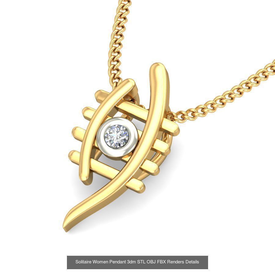 150 Solitaire Women Pendant 3dm STL OBJ FBX Renders Collection _111