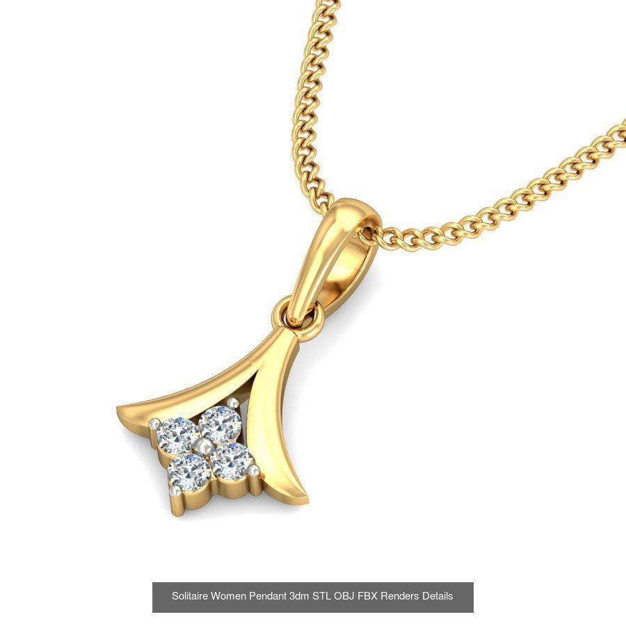 150 Solitaire Women Pendant 3dm STL OBJ FBX Renders Collection _102