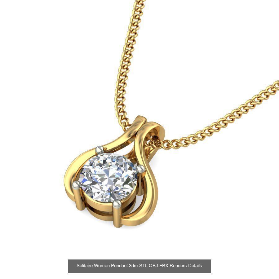 150 Solitaire Women Pendant 3dm STL OBJ FBX Renders Collection _72