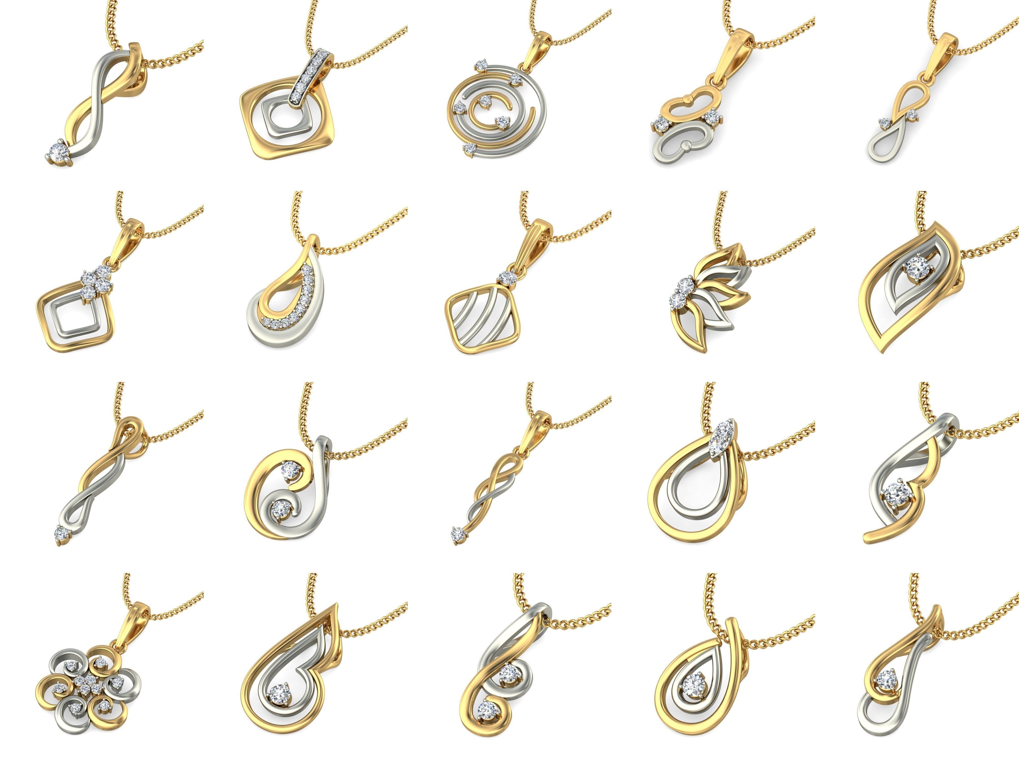 150 Solitaire Women Pendant 3dm STL OBJ FBX Renders Collection _4